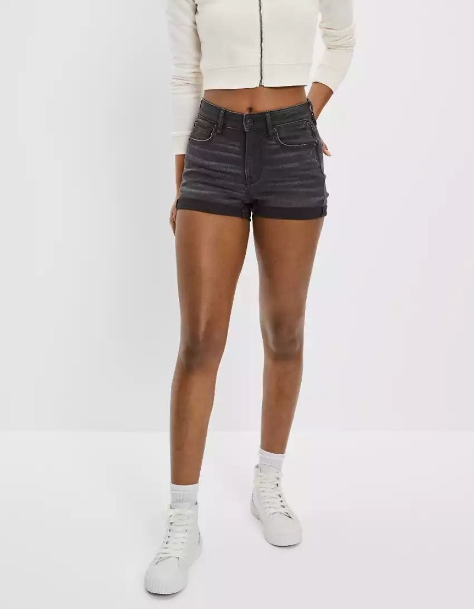 Shorts American Eagle AE Ne(x)t Level High-Waisted Denim Noir Femme | PNP-03054384